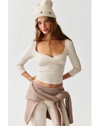 Out From Under - Bec Surplice 3/4 Sleeve Top - Lyst