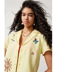 Urban Outfitters Uo Franny Embroidered Souvenir Button-down Shirt - Multicolor