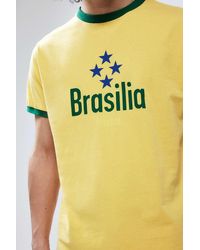 Urban Outfitters - Uo Yellow Brasilia Ringer T-shirt - Lyst