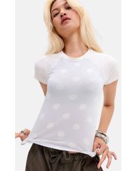 Motel - Polka-dot Agneta Fitted Baby Tee - Lyst