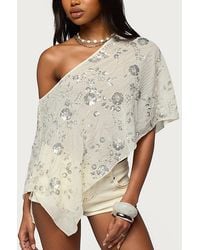 Edikted - Triana Bead & Sequin Chiffon Poncho Top - Lyst