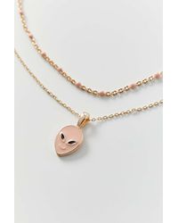 Urban Outfitters Enamel Icon Layer Necklace Set - Pink