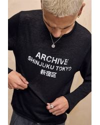 Urban Outfitters - Uo Black Archive Tokyo Long Sleeve Graphic Tee - Lyst