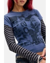 Urban Outfitters - Uo Art Stamp Twofer Double-layer Baby Tee - Lyst