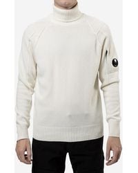 C.P. Company Maglione Lambswool Roll Neck - White
