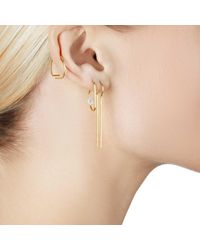 Hsu Jewellery Making Marks Minimal Gold And Pearl Hanging Earrings - Natural