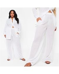 I Saw It First - Textured Linen Wide Leg Beach Trousers Co-ord - Lyst