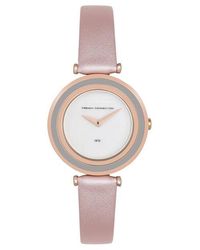 French Connection - S Watch With White Dial And Metallic Pink Leather Strap - Lyst