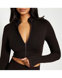 I Saw It First - Seamless High Neck Zip Front Active Crop Top - Lyst