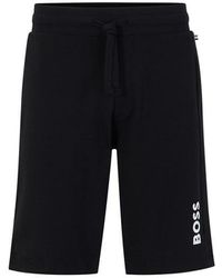 BOSS - Drawstring Loungewear Shorts With Signature Stripe And Logo - Lyst