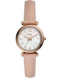 Fossil - Ladies Carlie Mini Watch Nude Leather Strap - Lyst