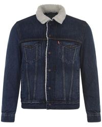 levi's mens sherpa trucker jacket indigo sheep