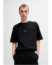 HUGO - T-shirt With Blue Logo Patch - Lyst