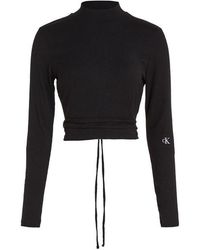 Calvin Klein - Ckj Back Split Wrap Long Sleeve Top - Lyst