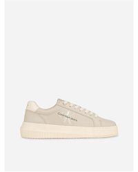 Calvin Klein - Chunky Cupsole Pearlized Leather Trainers - Lyst