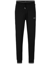 BOSS - Cotton-blend Tracksuit Bottoms With Embroidered Logo - Lyst