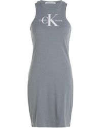 Calvin Klein - Archival Mono Logo Ribbed Tank Dress - Lyst