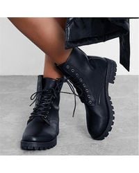 I Saw It First - Faux Leather Lace Up Ankle Boots - Lyst