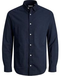 Jack & Jones - Linen Blend Long Sleeve Shirt - Lyst
