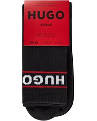 HUGO - 2 Pack Ribbed Logo Crew Socks - Lyst