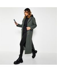 I Saw It First - Wool Lined Button Up Longline Coat - Lyst