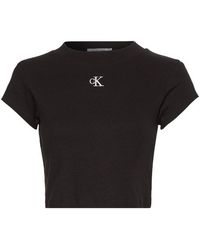 Calvin Klein - Mono Rib Cropped T Shirt - Lyst