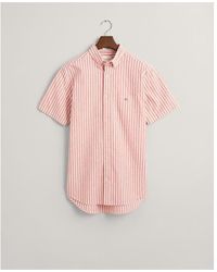 GANT - Reg Cotton Linen Stripe Ss Shirt Su - Lyst