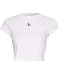 Calvin Klein - Calvin Klein Mono Rib Cropped T Shirt - Lyst
