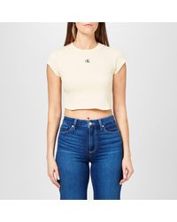 Calvin Klein - Mono Rib Cropped T Shirt - Lyst