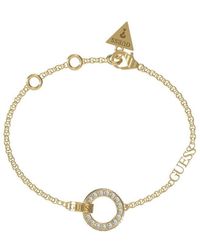 Guess - Ladies Gold Plated Pave Circle Bracelet - Lyst