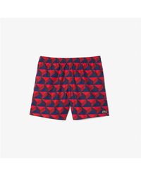 Lacoste - S Printed Swim Shorts Red M - Lyst