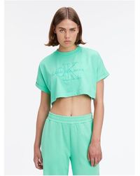Calvin Klein - Embroidered Monologo Cropped Tee - Lyst