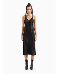 ARMANI EXCHANGE - Shiny Satin Midi Dress - Lyst