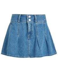 Tommy Hilfiger - Pleated Recycled Denim Mini Skirt - Lyst