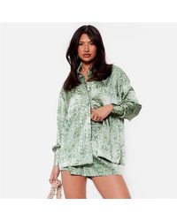I Saw It First - Printed Oversized Satin Shirt Co-ord - Lyst