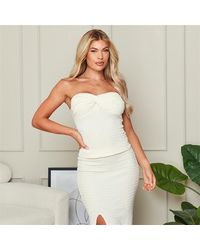 I Saw It First - Textured Twist Front Bandeau Top Co-ord - Lyst