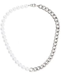 Fabric - Faux Pearl Chain Necklace - Lyst