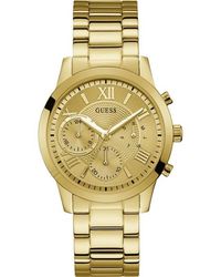 Guess - Dress Steel Ladies Analogue Quartz Watch With Gold-plated Stainless Steel Bracelet W1070l2 - Lyst