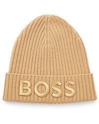 BOSS - Ribbed Beanie Hat - Lyst