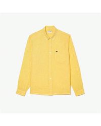 Lacoste - Long Sleeve Linen Shirt - Lyst