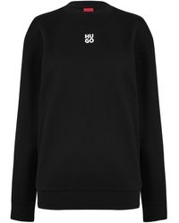 HUGO - Stack Logo Crew Neck Sweater - Lyst