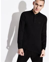 Armani Exchange - Long Sleeve Logo Pique Polo Shirt - Lyst