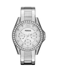 Fossil - Ladies Riley Multifunction Silver Watch - Lyst