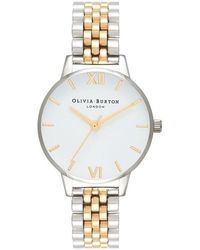 Olivia Burton - White Dial Silver & Gold Bracelet Watch - Lyst