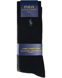 Ralph Lauren - Three Pack Crew Socks - Lyst