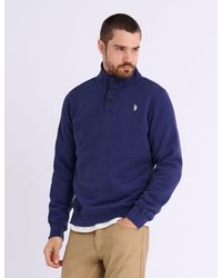 U.S. POLO ASSN. - Peached Fleece Button Mock Neck Pullover - Lyst