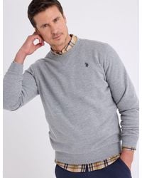 U.S. POLO ASSN. - Solid Peached Fleece Crew Neck Pullover - Lyst