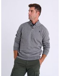 U.S. POLO ASSN. - Peached Fleece Button Mock Neck Pullover - Lyst