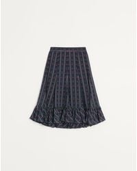 Valentino - クレープデシン チェリフィックプリント ミディスカート 女性 ネイビー/チェリーレッド - Lyst