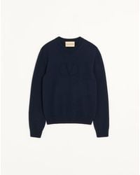 Valentino - Wool Jumper With Tone-On-Tone Vlogo Signature Embroidery - Lyst